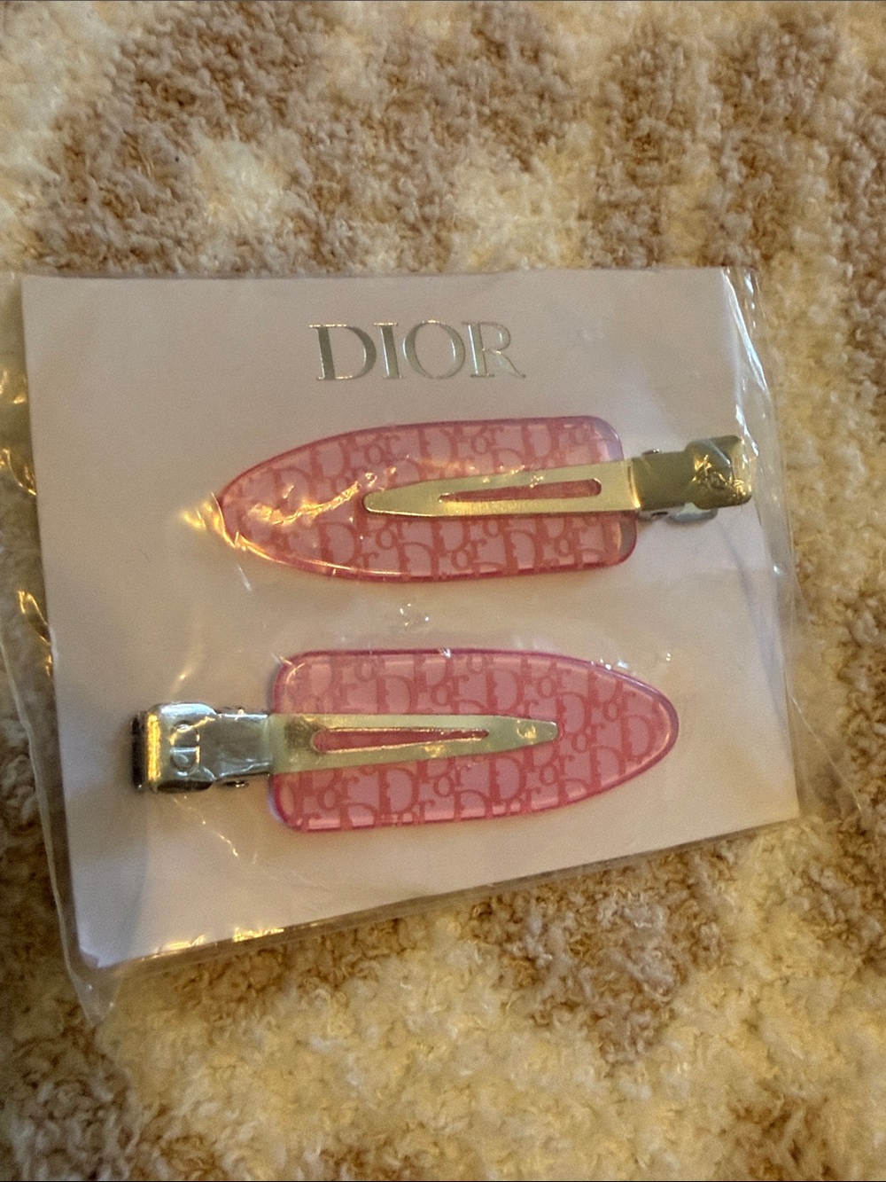 Dior Pink Signature Logo Hair Clips